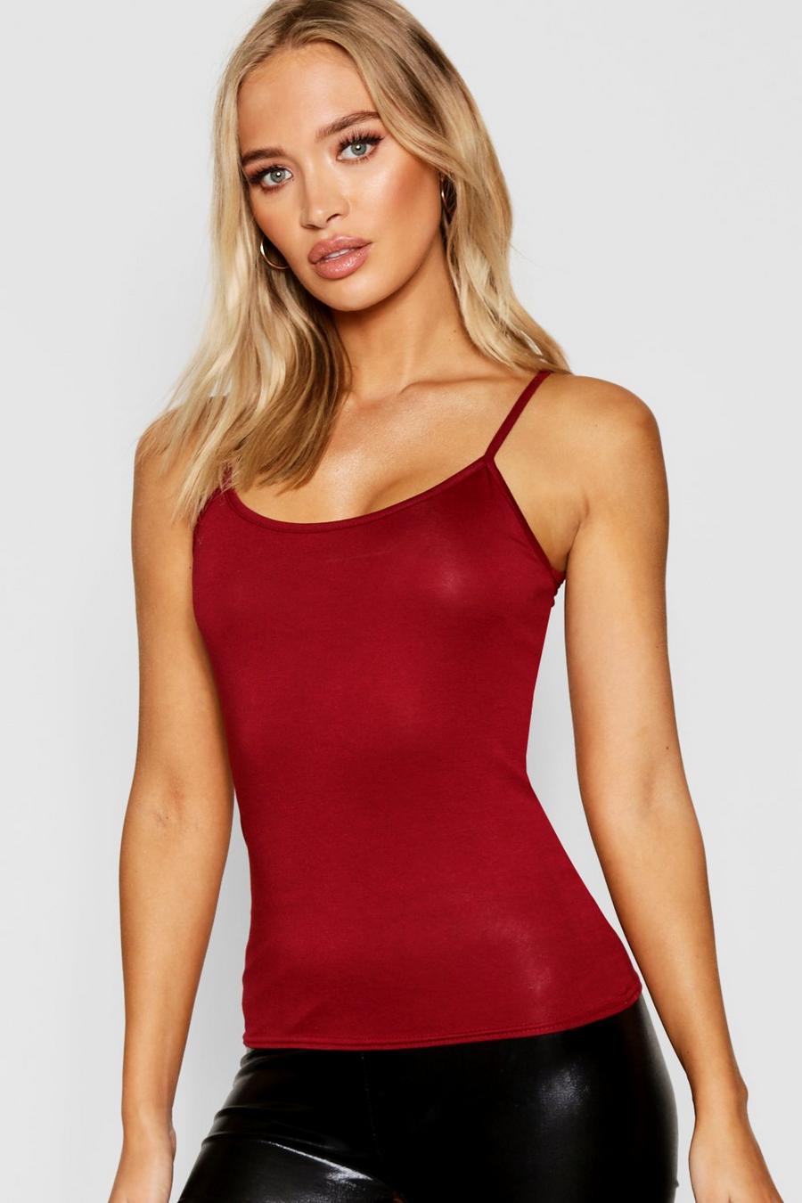 Wine Basic Strappy Tank Top image number 1