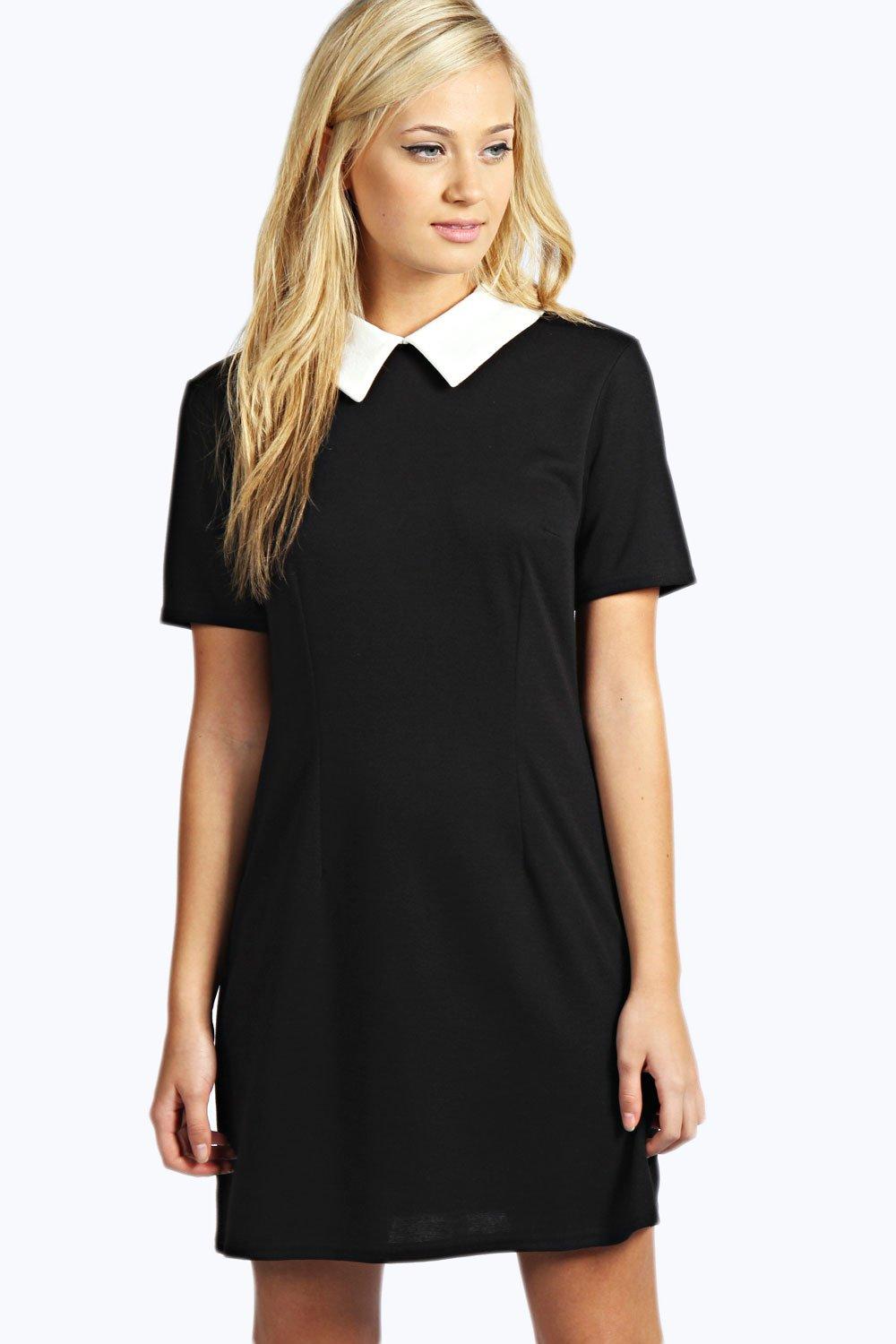 black dress contrast collar