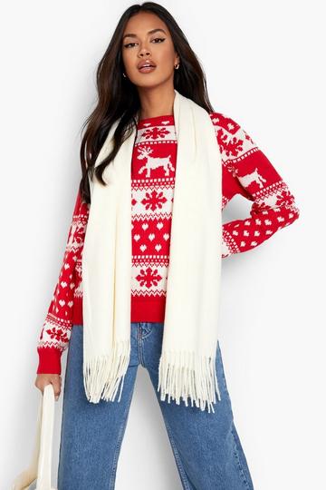 Reindeer & Snowflake Christmas Jumper red