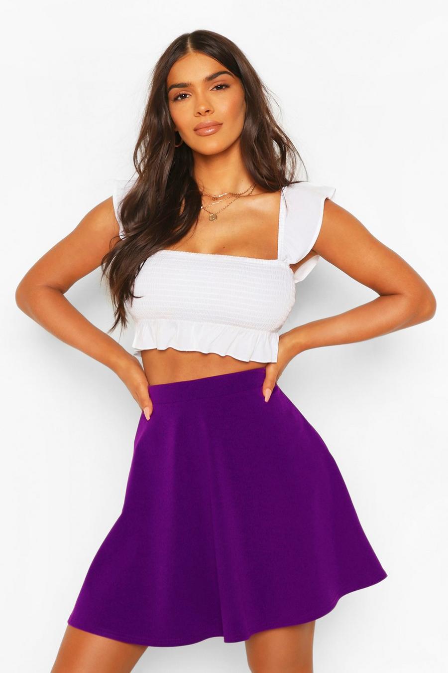 Purple Basic Fit And Flare Skater Skirt image number 1