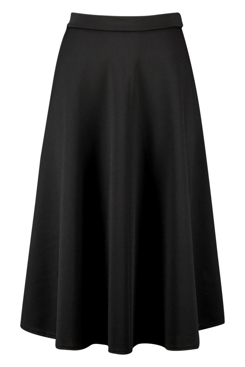 black midi circle skirt