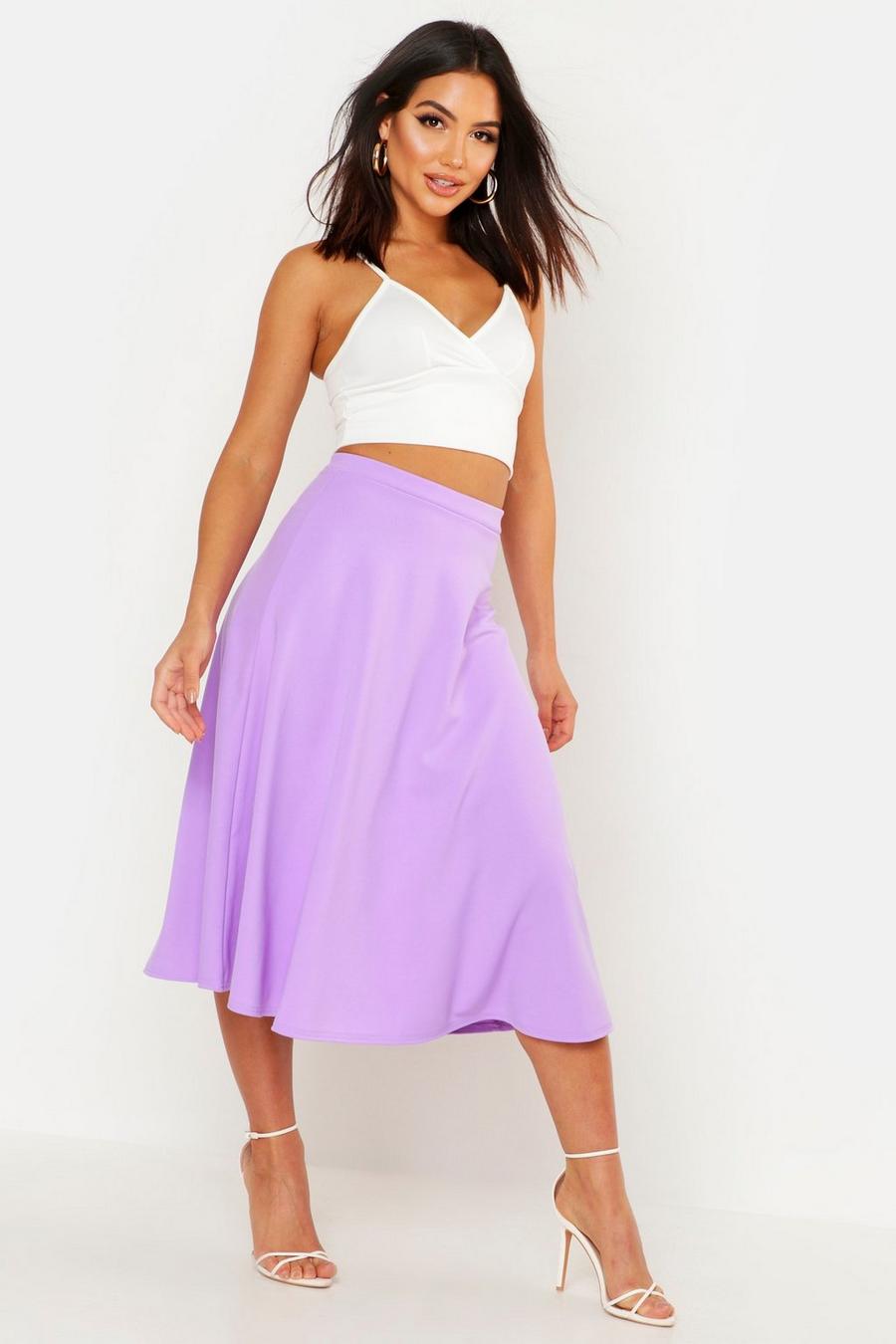 Lilac Basic Plain Full Circle Midi Skirt image number 1