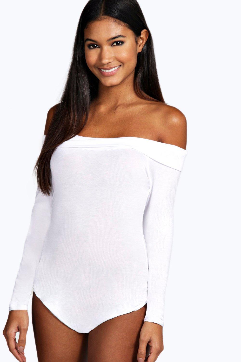 boohoo white off the shoulder dress