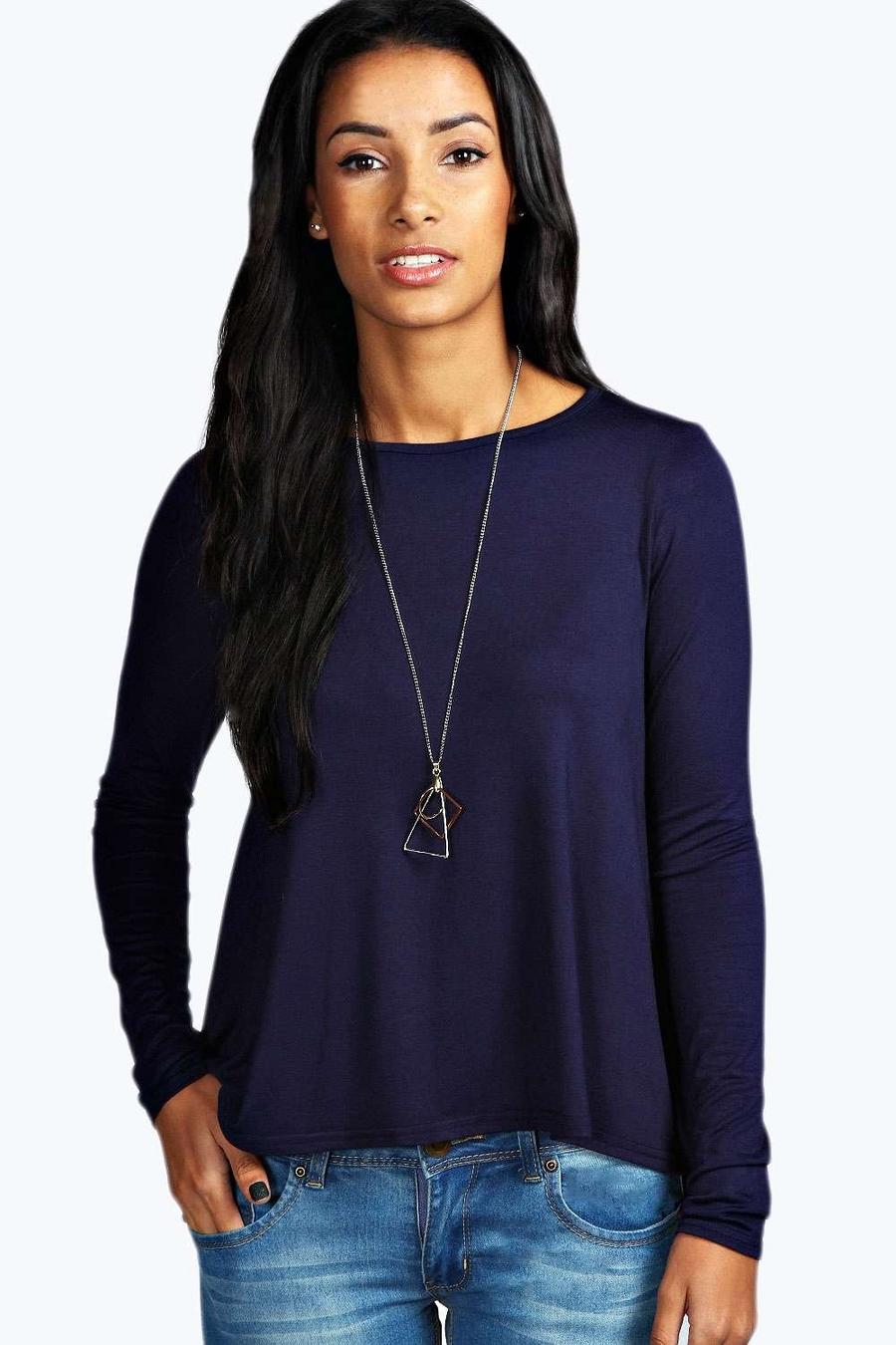 Navy Basic Long Sleeved Top image number 1