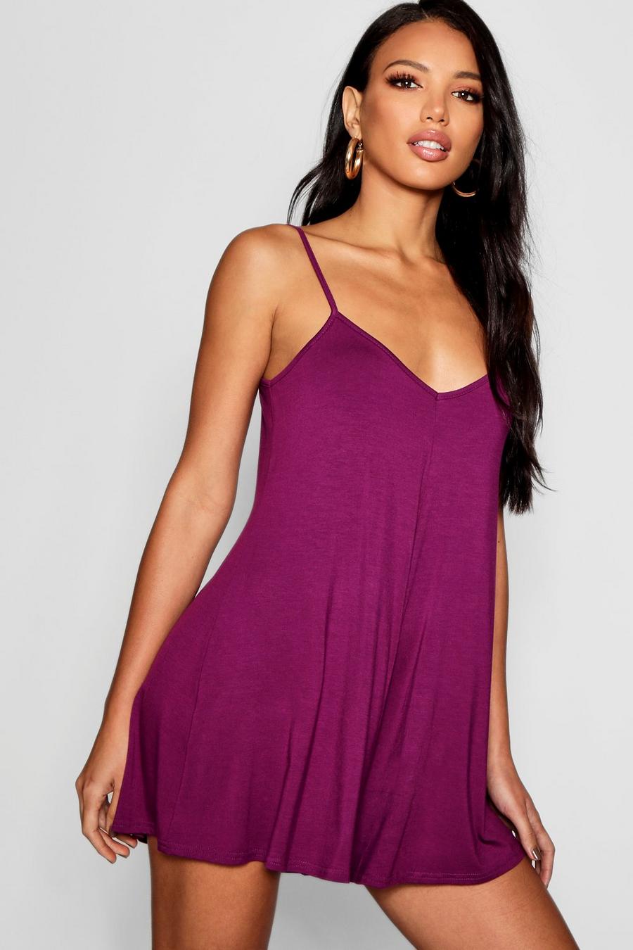 Purple Basic Strappy Swing Playsuit image number 1