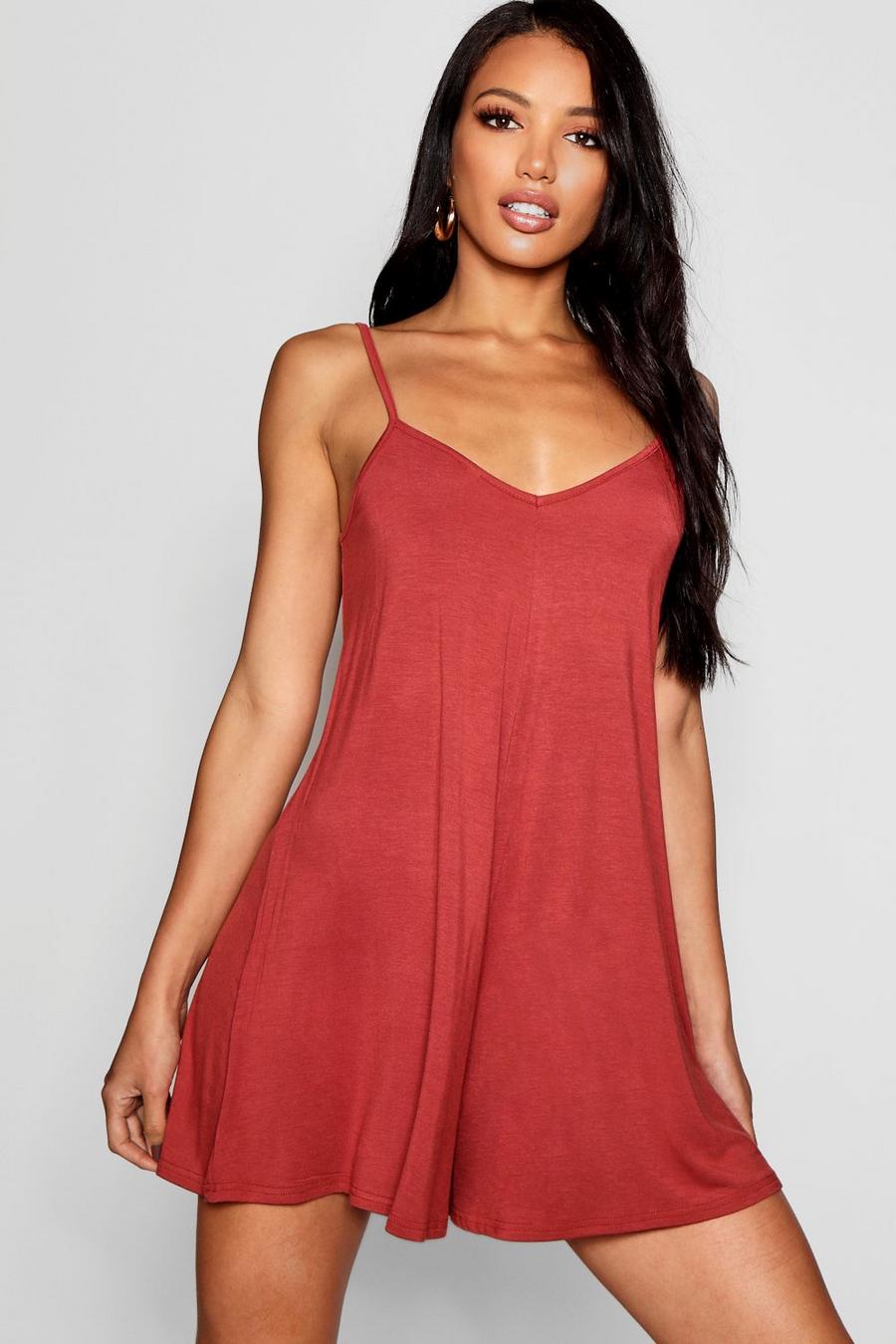 Rust Basic Strappy Swing Playsuit image number 1