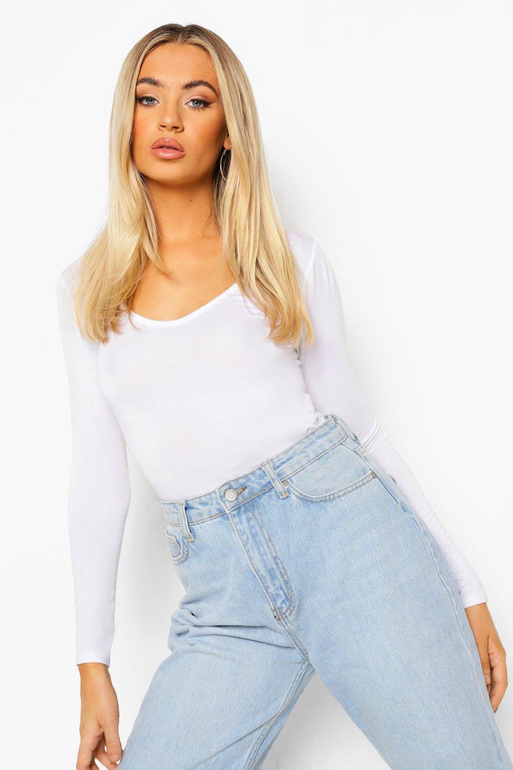 boohoo basic v neck ruched