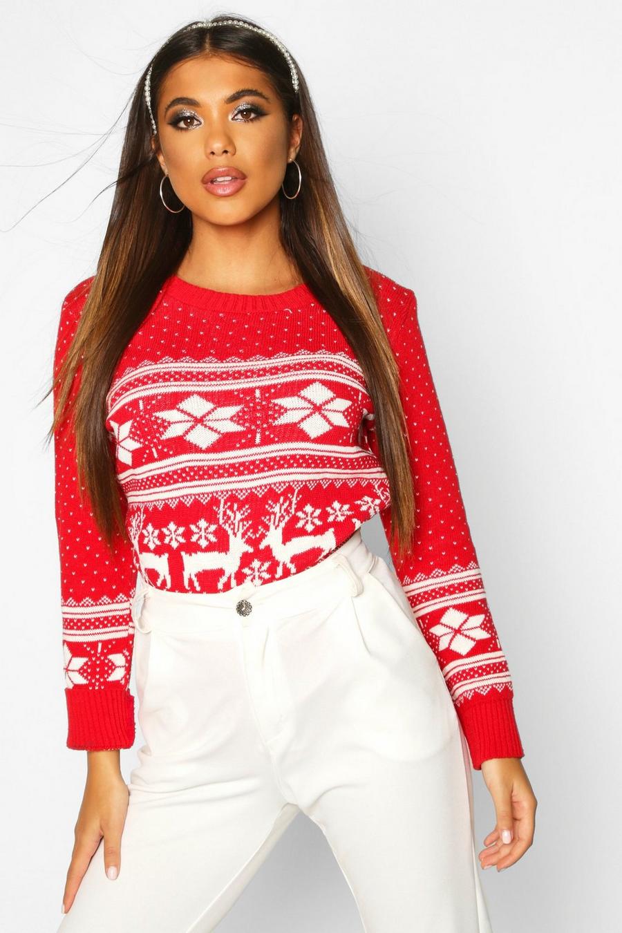 Red Reindeer Fairisle Christmas Sweater image number 1