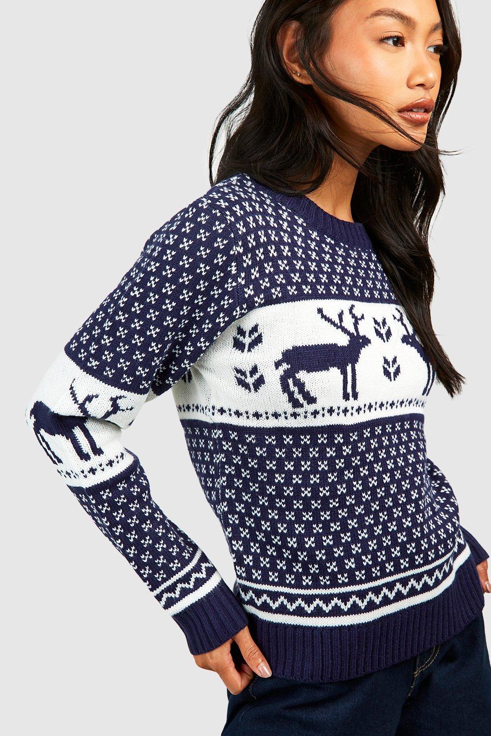 Ladies navy christmas jumper best sale