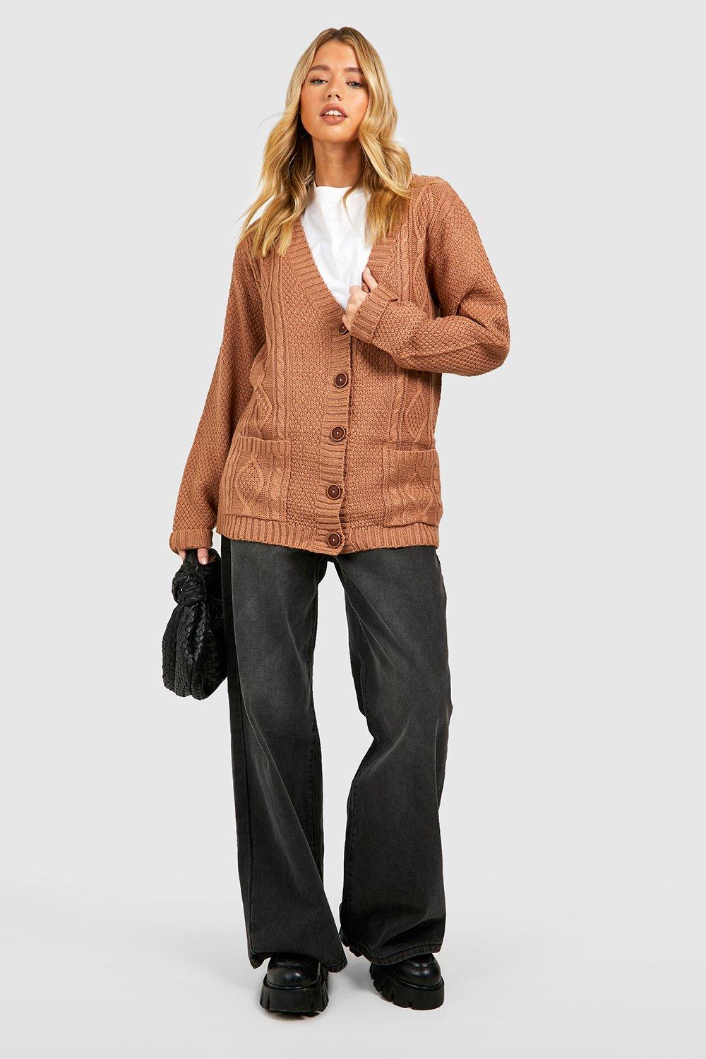 camel boyfriend cardigan