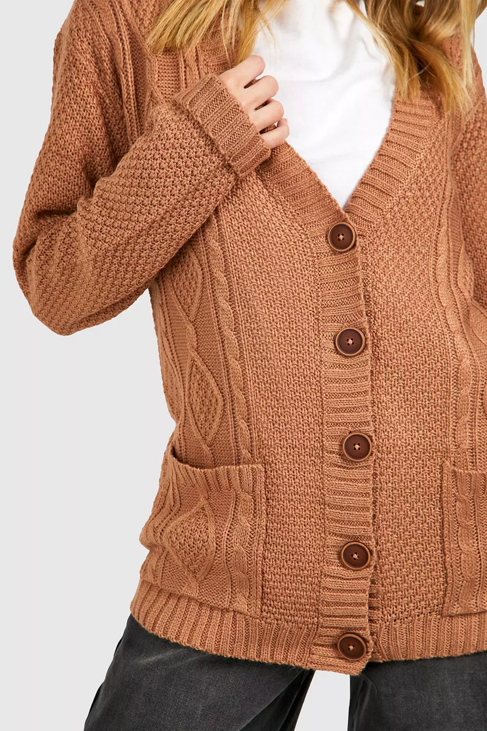 Camel deals boyfriend cardigan