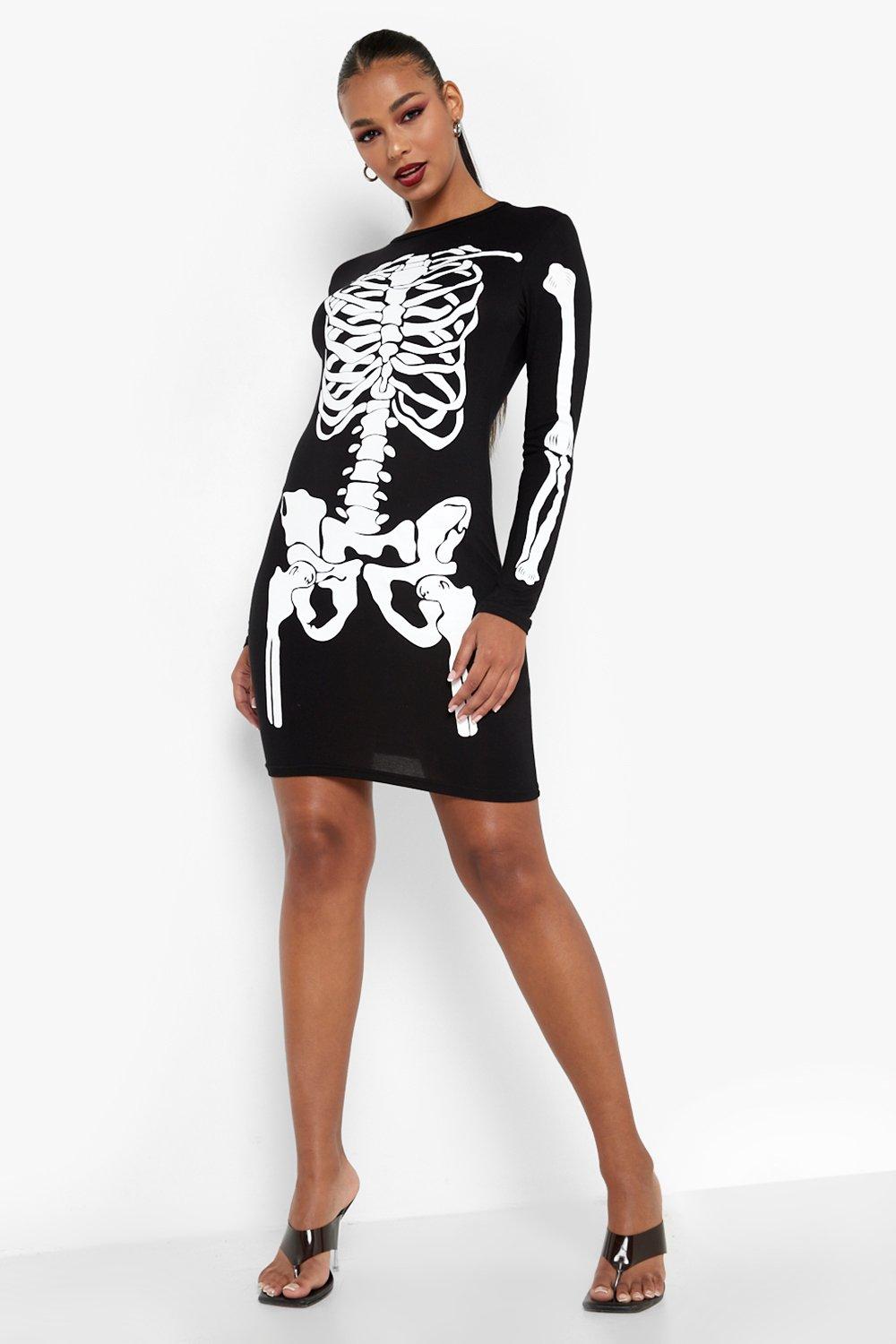 Halloween Skeleton Bodycon Dress ...