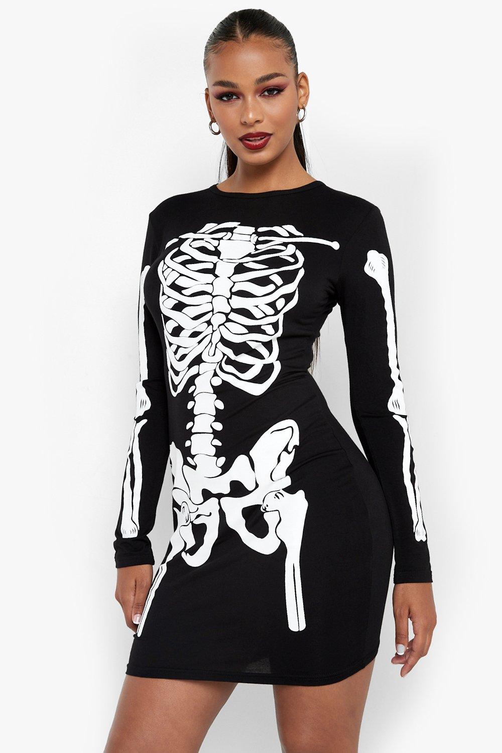 Halloween Skeleton Bodycon Dress | boohoo