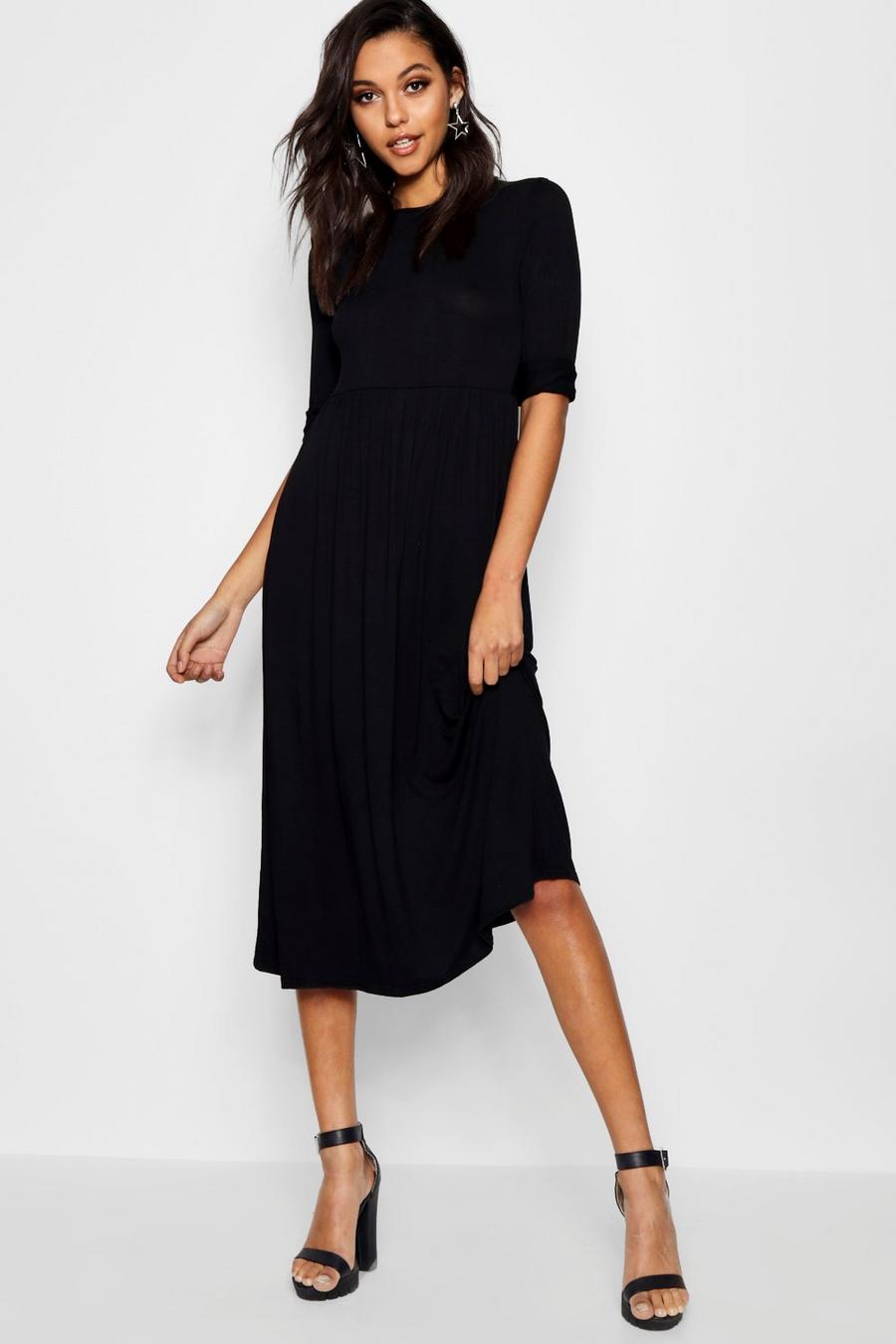 Black Long Sleeve Midi Dress image number 1