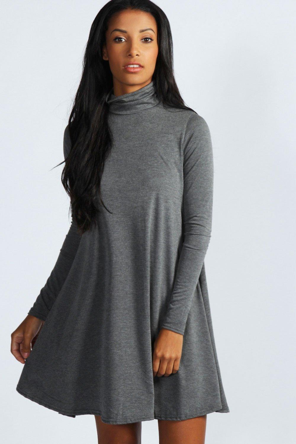 turtleneck swing dress