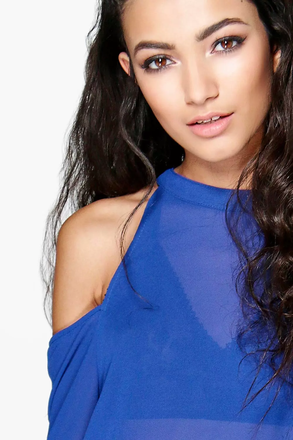 Ivory Isabelle High Neck Cold Shoulder Blouse alternative image