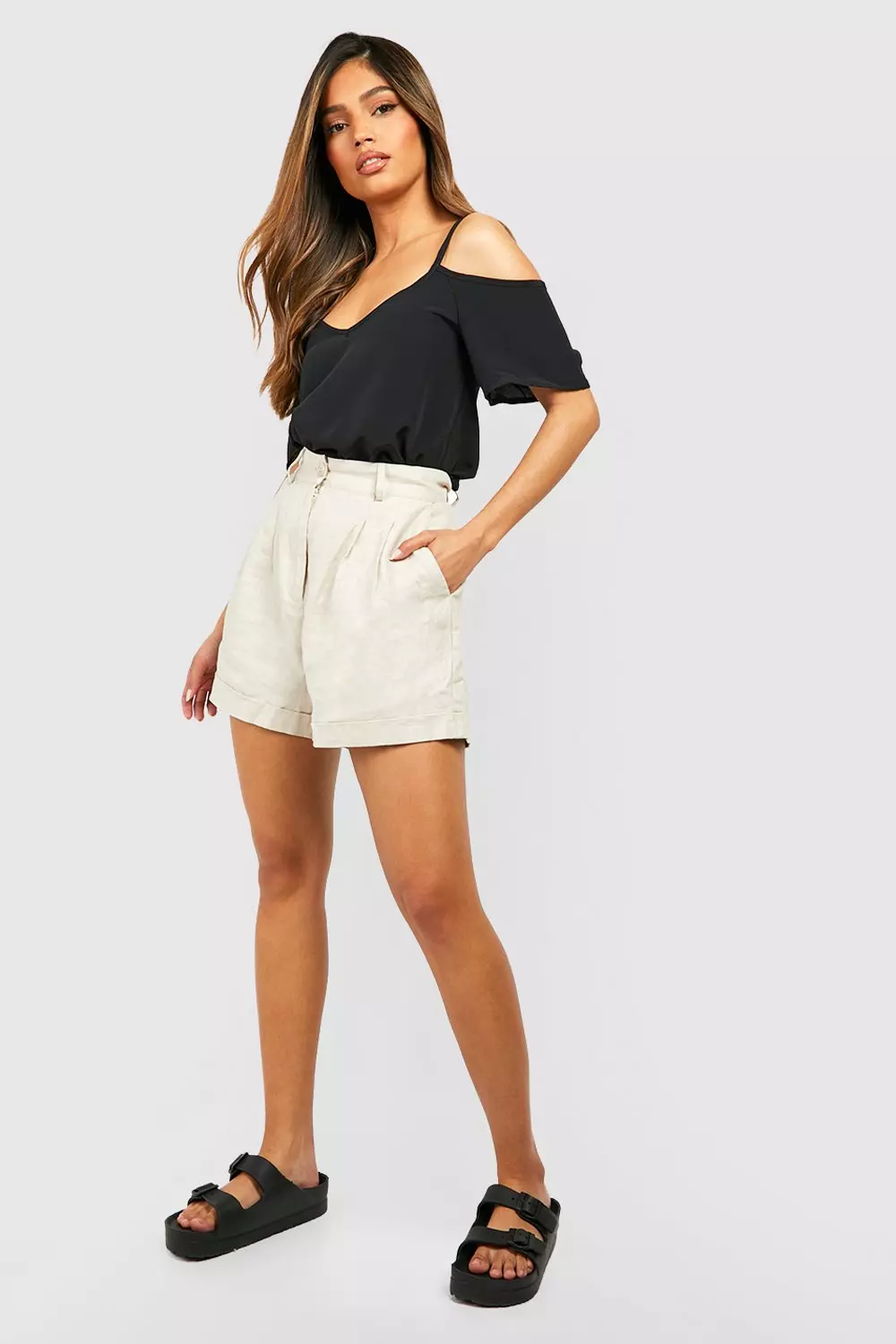 Woven Strappy Open Shoulder Top