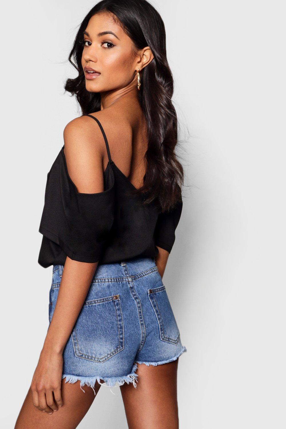 Woven Strappy Open Shoulder Top