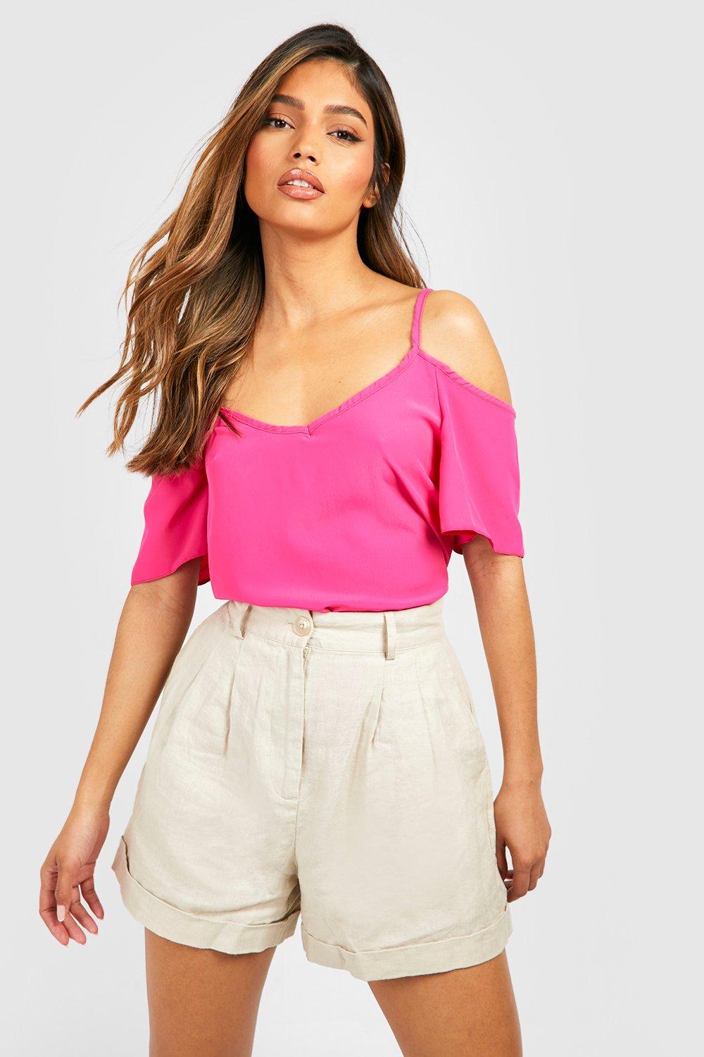 Woven top off store shoulder forever 21