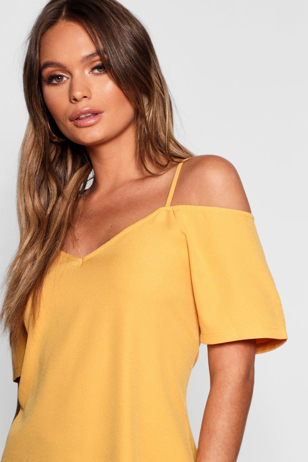 Woven Strappy Open Shoulder Top