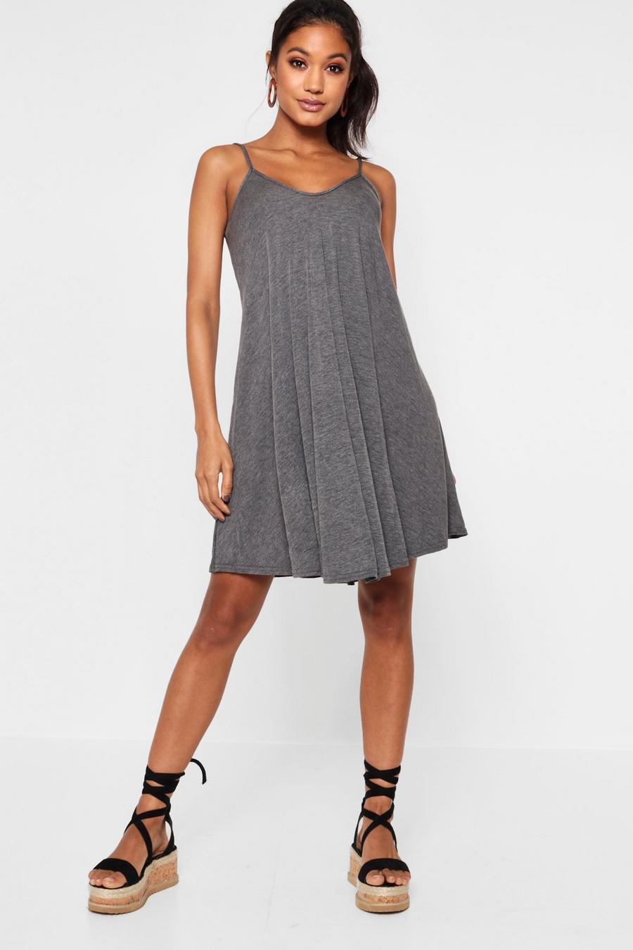 Charcoal Strappy Swing Dress image number 1
