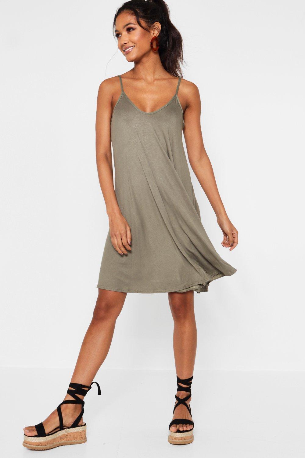 khaki swing dress