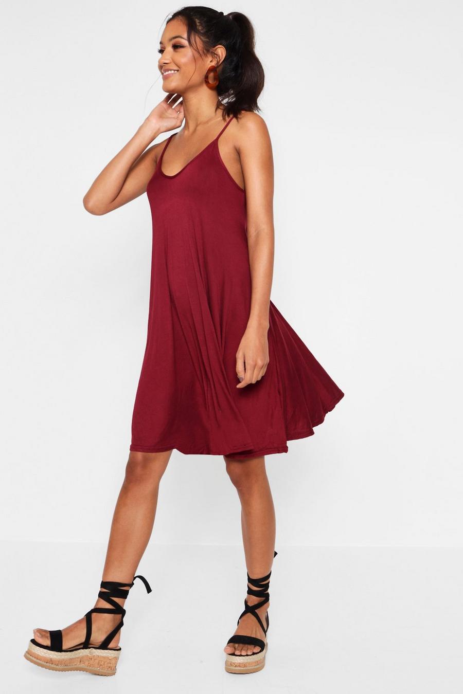 Wine Strappy Swing Dress image number 1