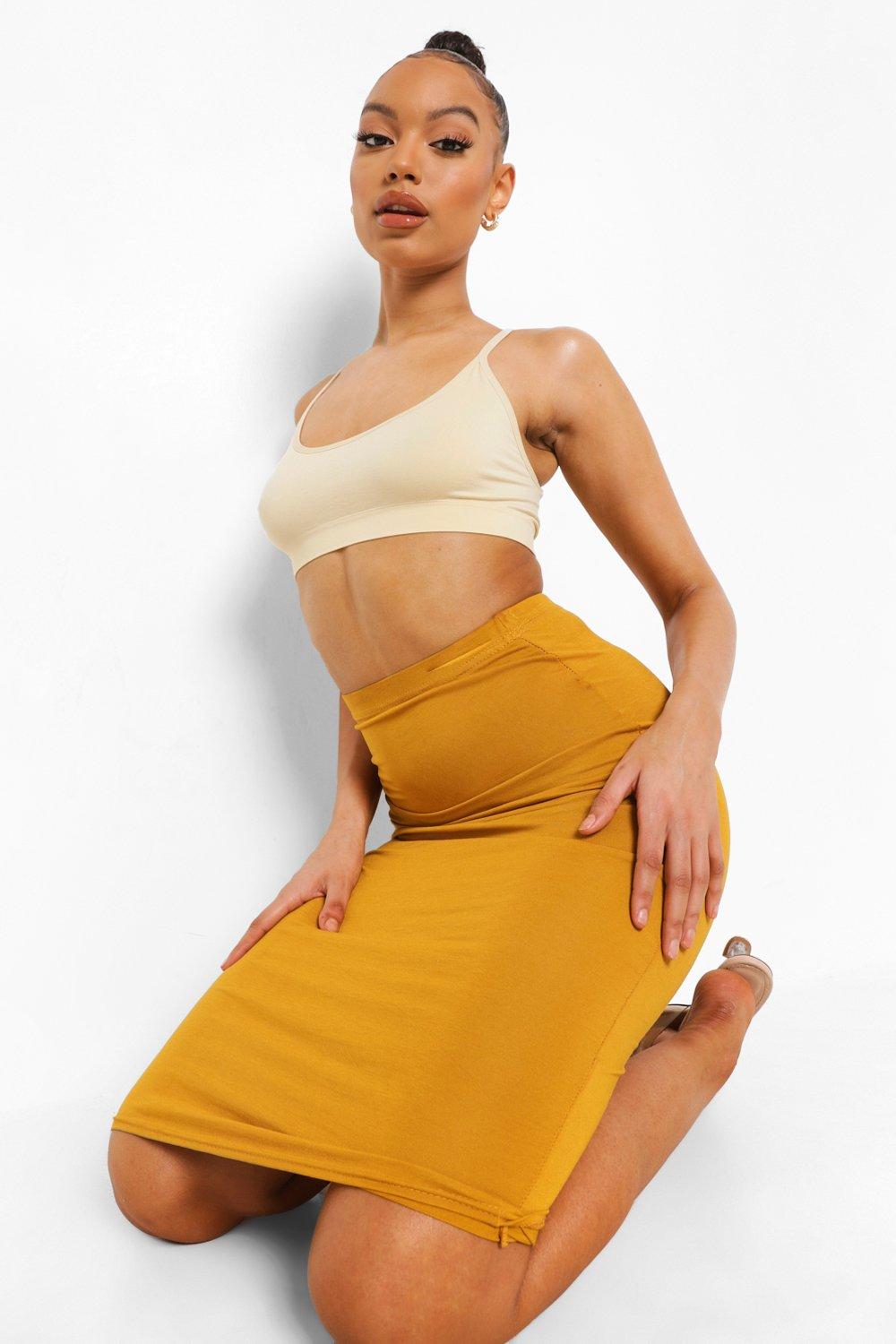 High waisted 2024 mustard yellow skirt