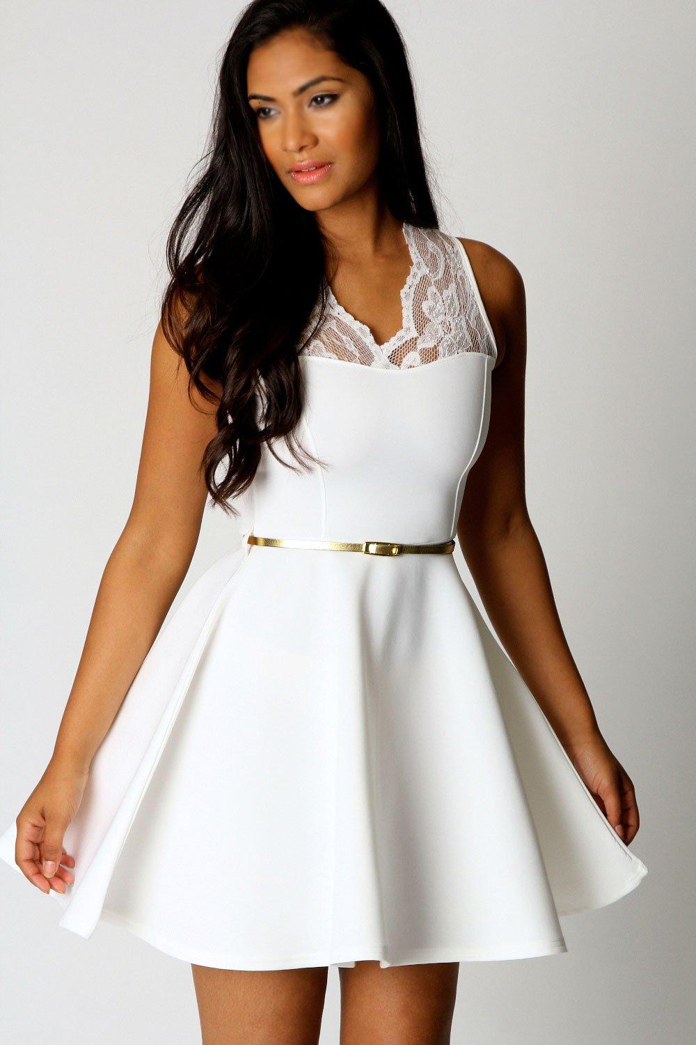 boohoo scallop skater dress
