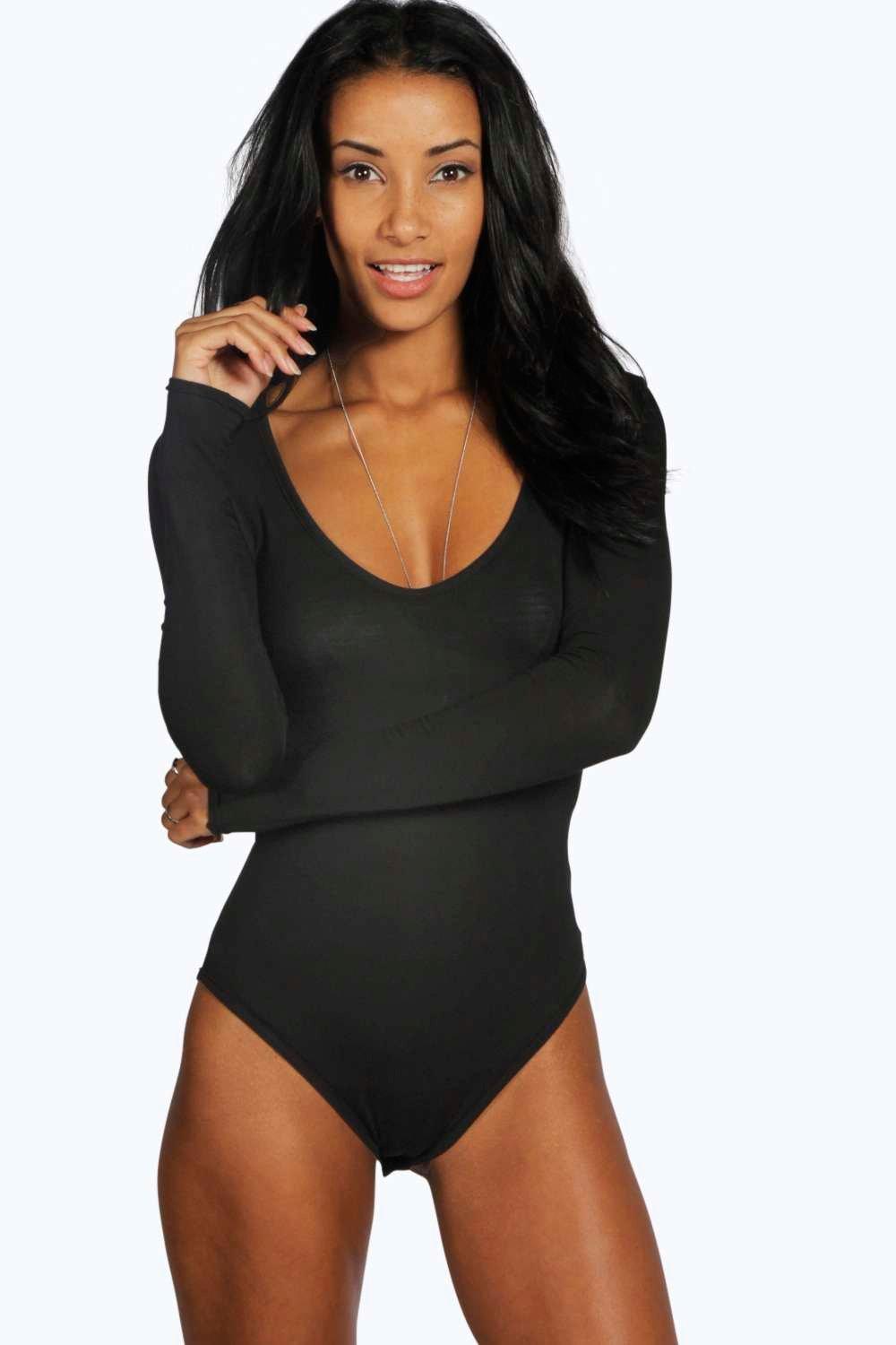 Body Manches Longues Col V Boohoo