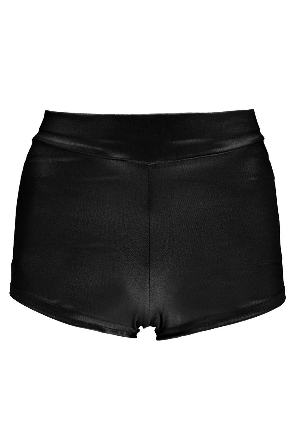 Mia Wet Look High Waisted Knicker Shorts