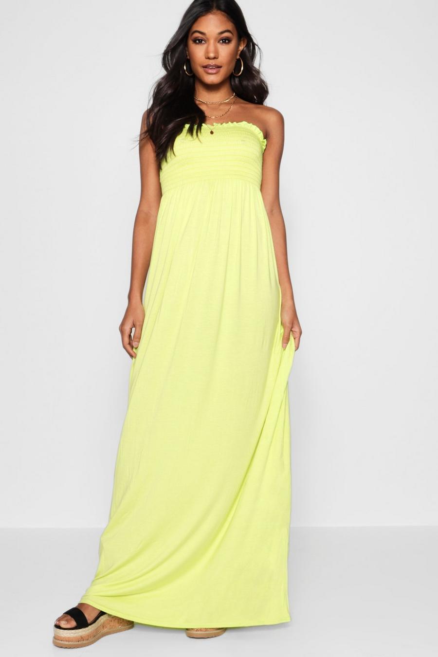 Lime Shirred Bandeau Maxi Dress image number 1