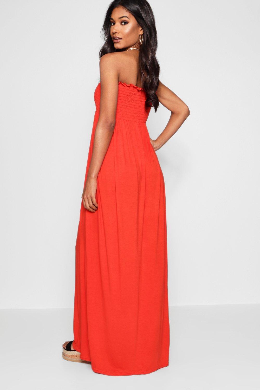 Strapless discount maxi jurk