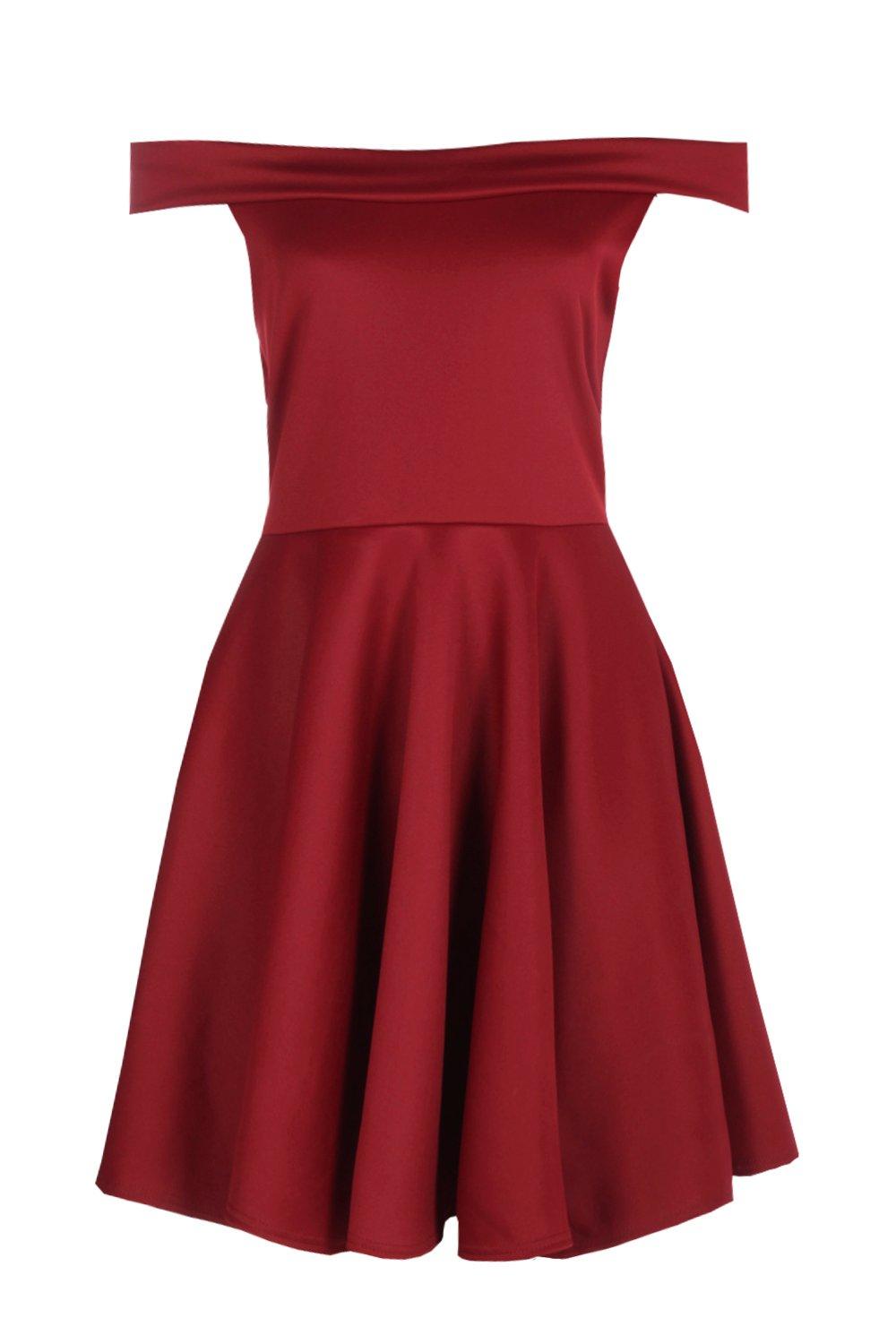 Boohoo off 2025 shoulder skater dress