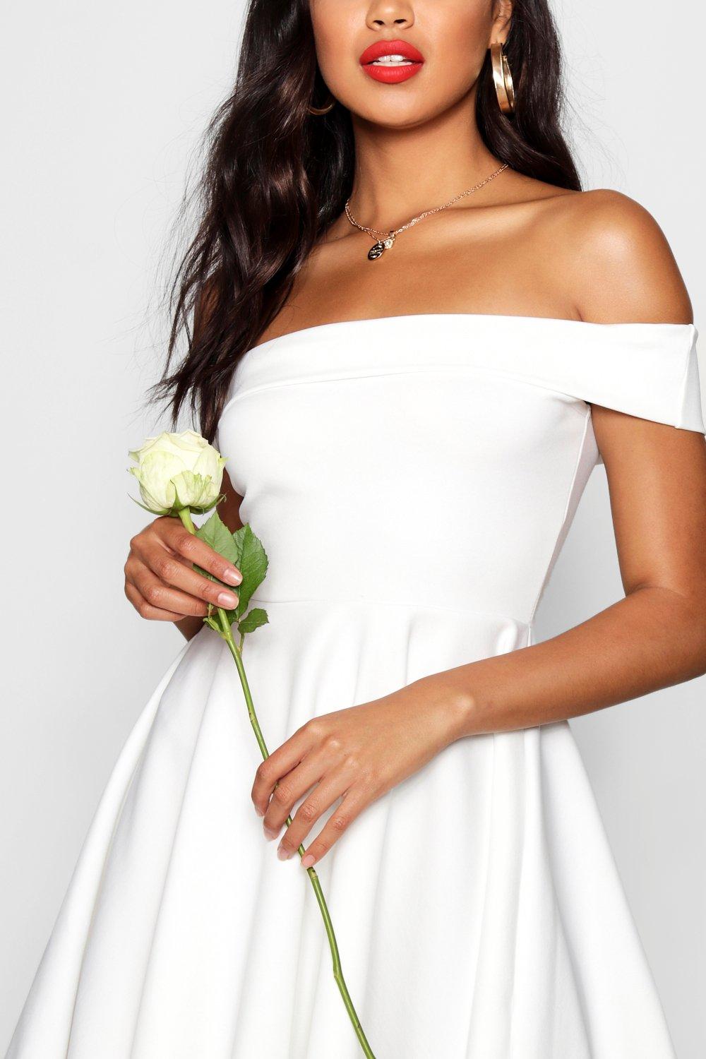 green off the shoulder skater dress
