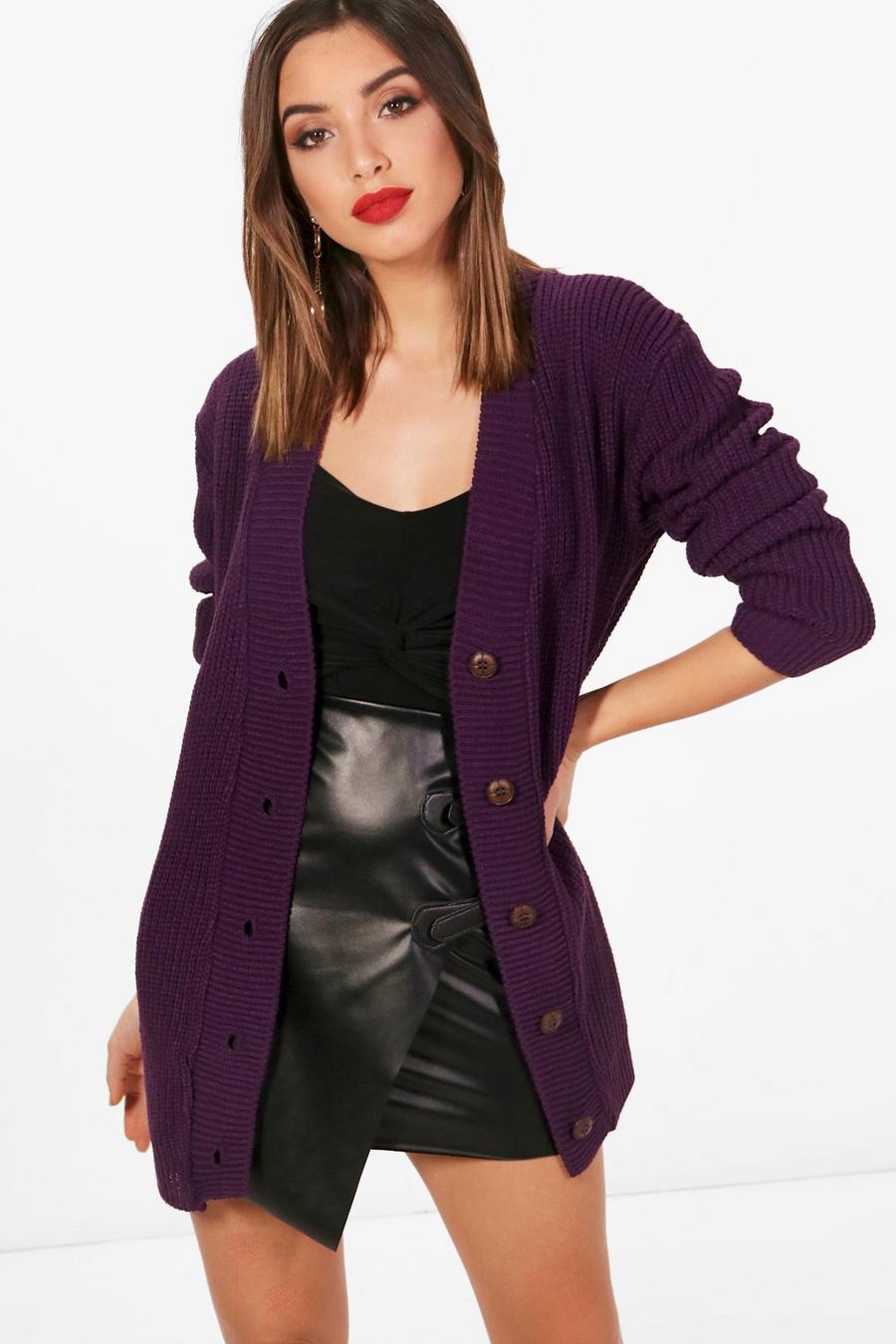 Aubergine Knitted Cardigan image number 1