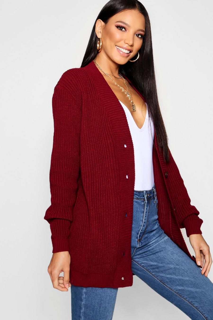 Wine Knitted Cardigan image number 1