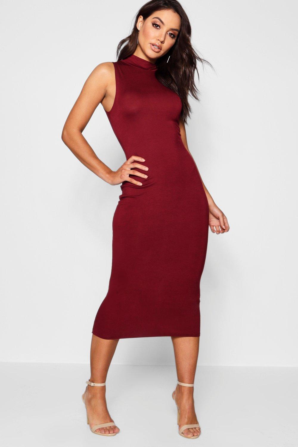 High neck hotsell sleeveless bodycon dress