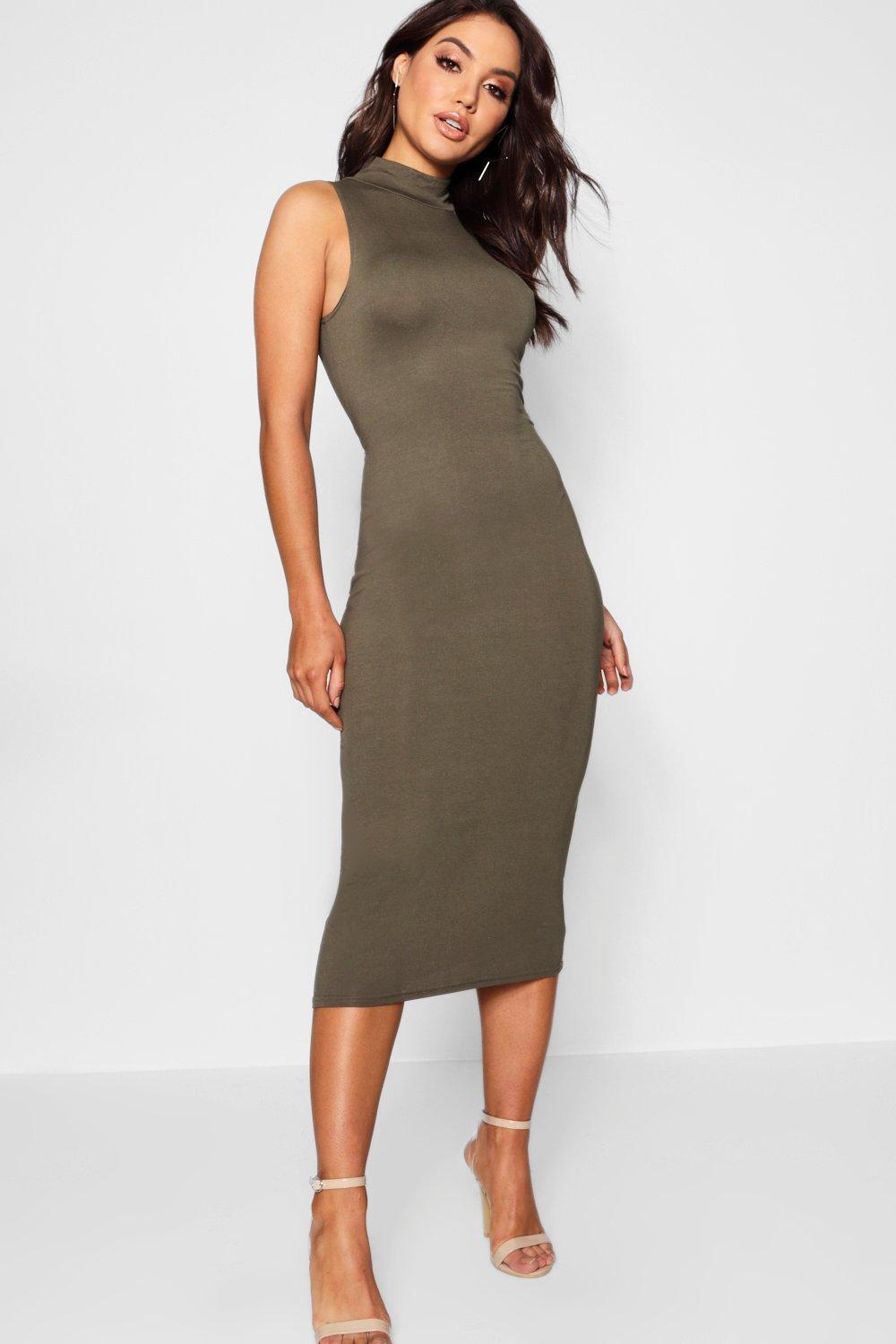 sleeveless polo neck dress