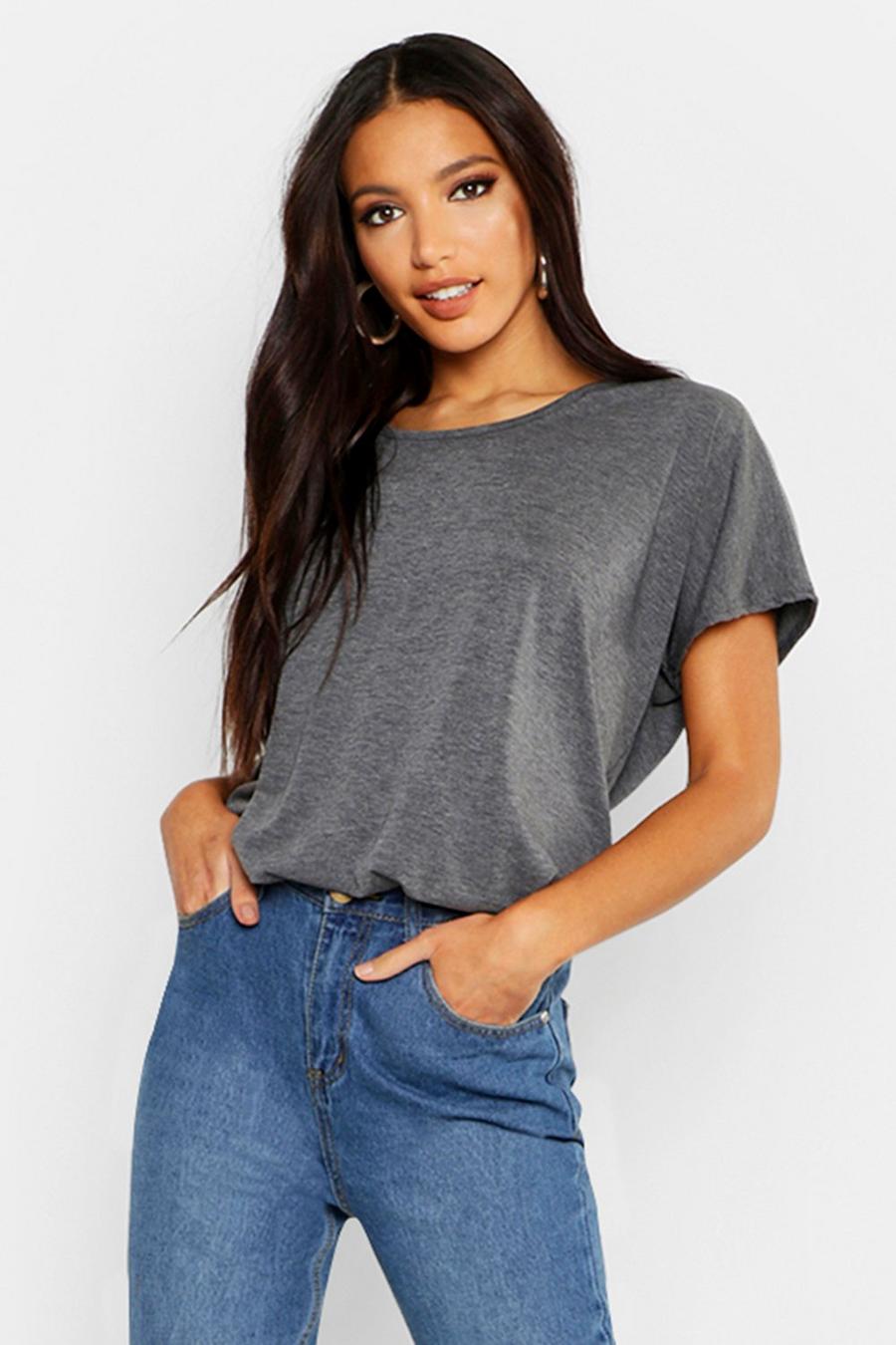 T-shirt Basic oversize, Charcoal grigio