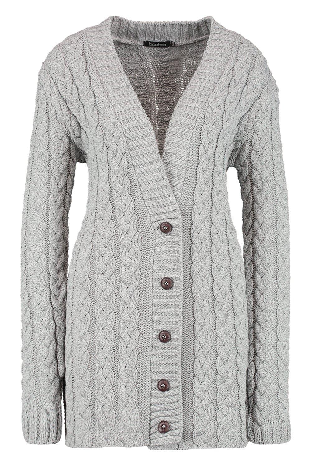 cable knit grey cardigan