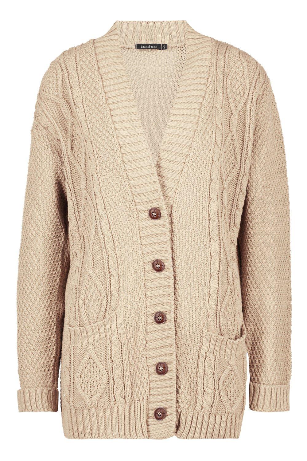 ladies cream cable cardigan