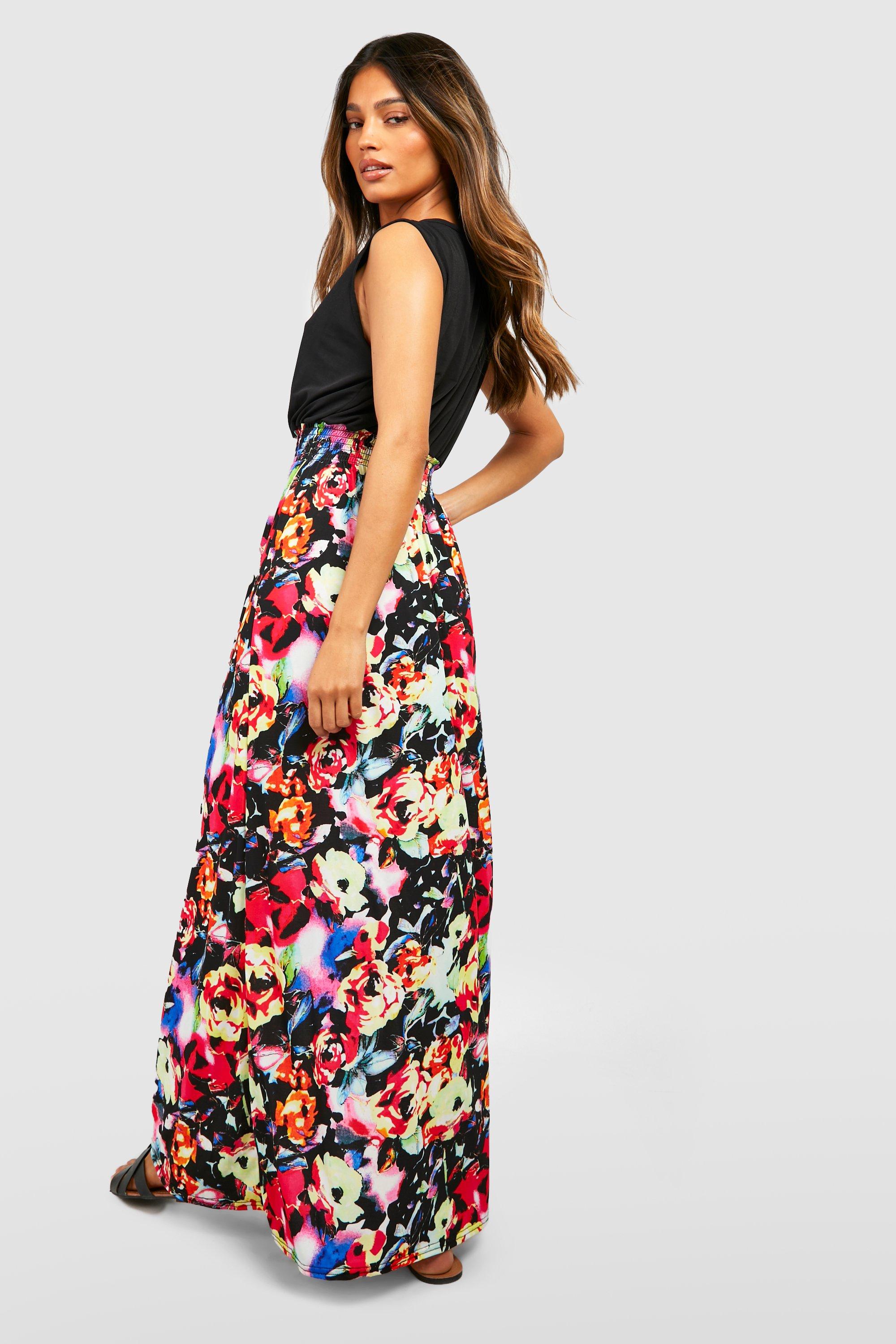 Black print hot sale maxi dress