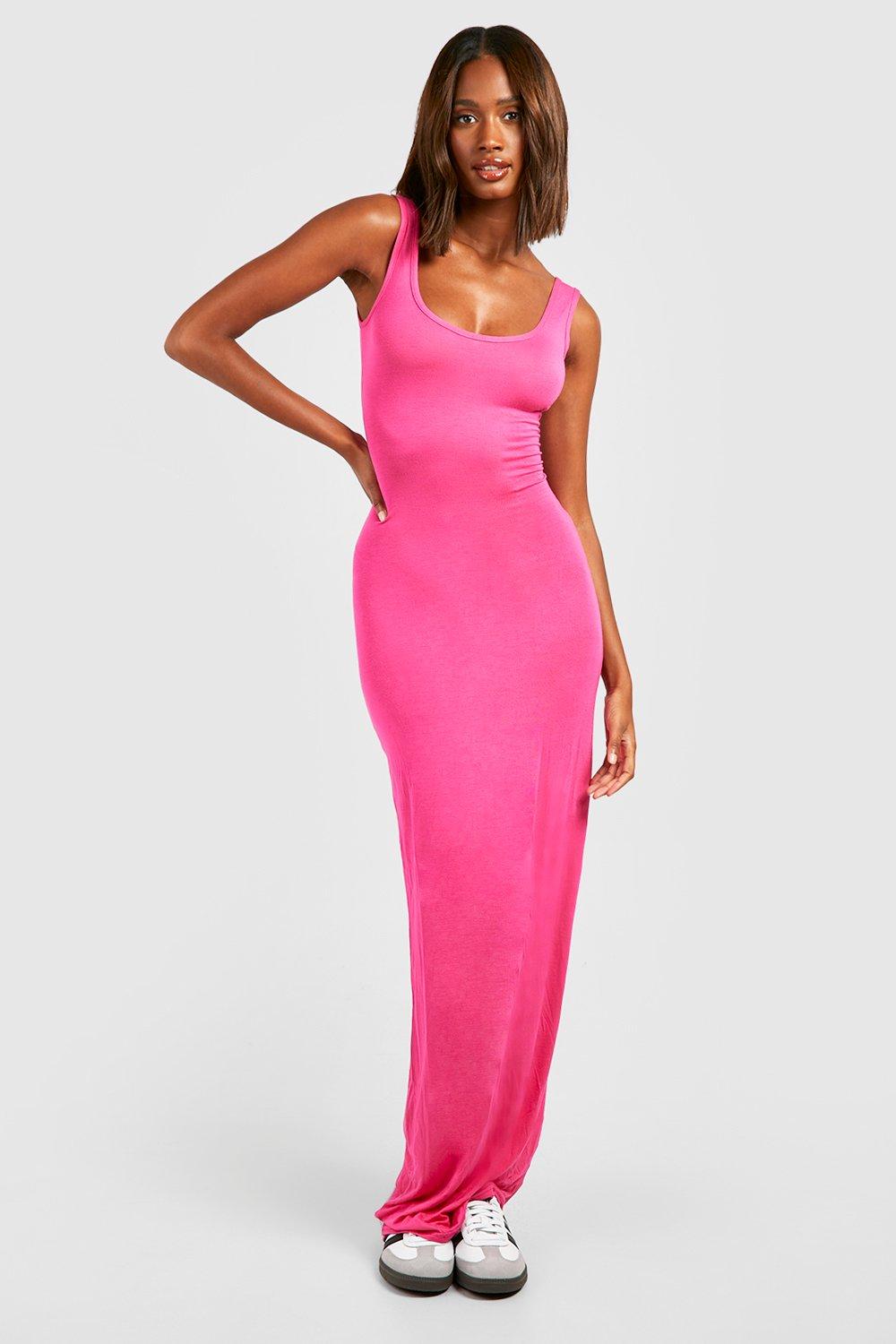 Boohoo pink 2024 maxi dress