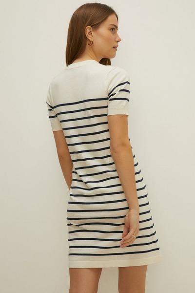 Oasis ivory Short Sleeve Breton Stripe Knitted Dress