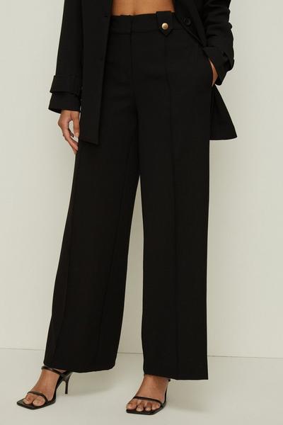 Oasis black Tab Detail High Waisted Tailored Trouser