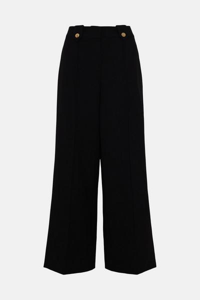 Oasis black Tab Detail High Waisted Tailored Trouser