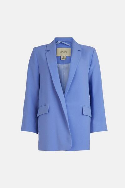 Oasis blue Petite Roll Sleeve Tab Detail Tailored Blazer