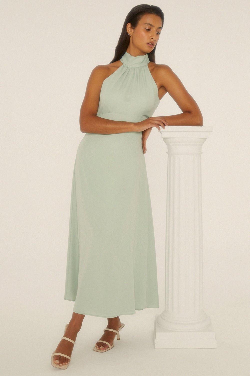 Dresses | Satin Halter Neck Midi Dress | Oasis