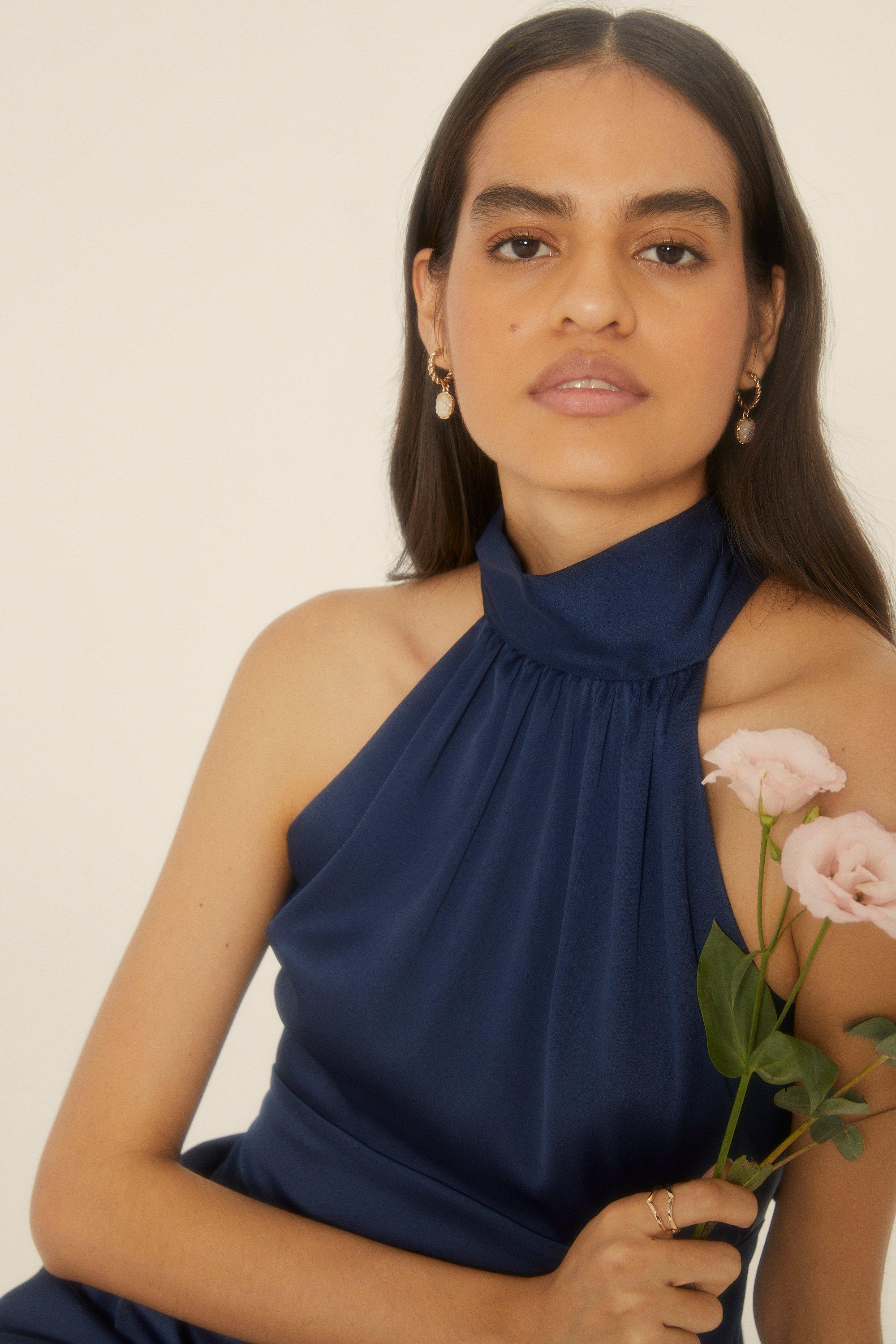 Dresses | Satin Halter Neck Midi Dress | Oasis